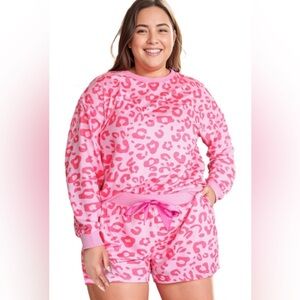 New leopard print hot pink two piece short set size 3X  PJ’S 🌸🌹🌺 CB 1